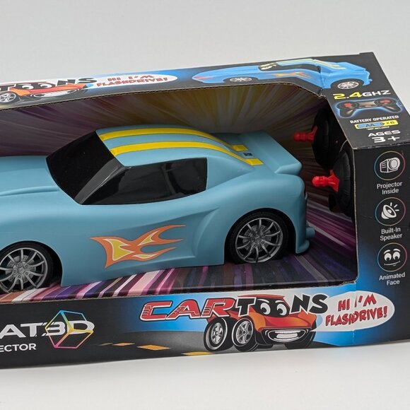 Cartoons Talking Animated Radio Control Blue Race Car with Built in Projector - Picture 2 of 4